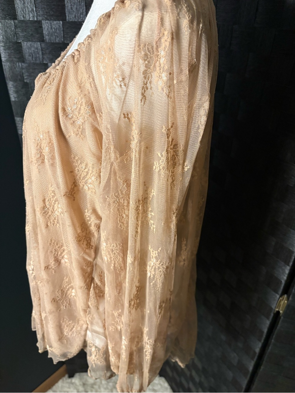 Le Lis Over Sized Lace Peasant Top NWT Sheer Boho Long Sleeve Blouse Flowy - Picture 2 of 7